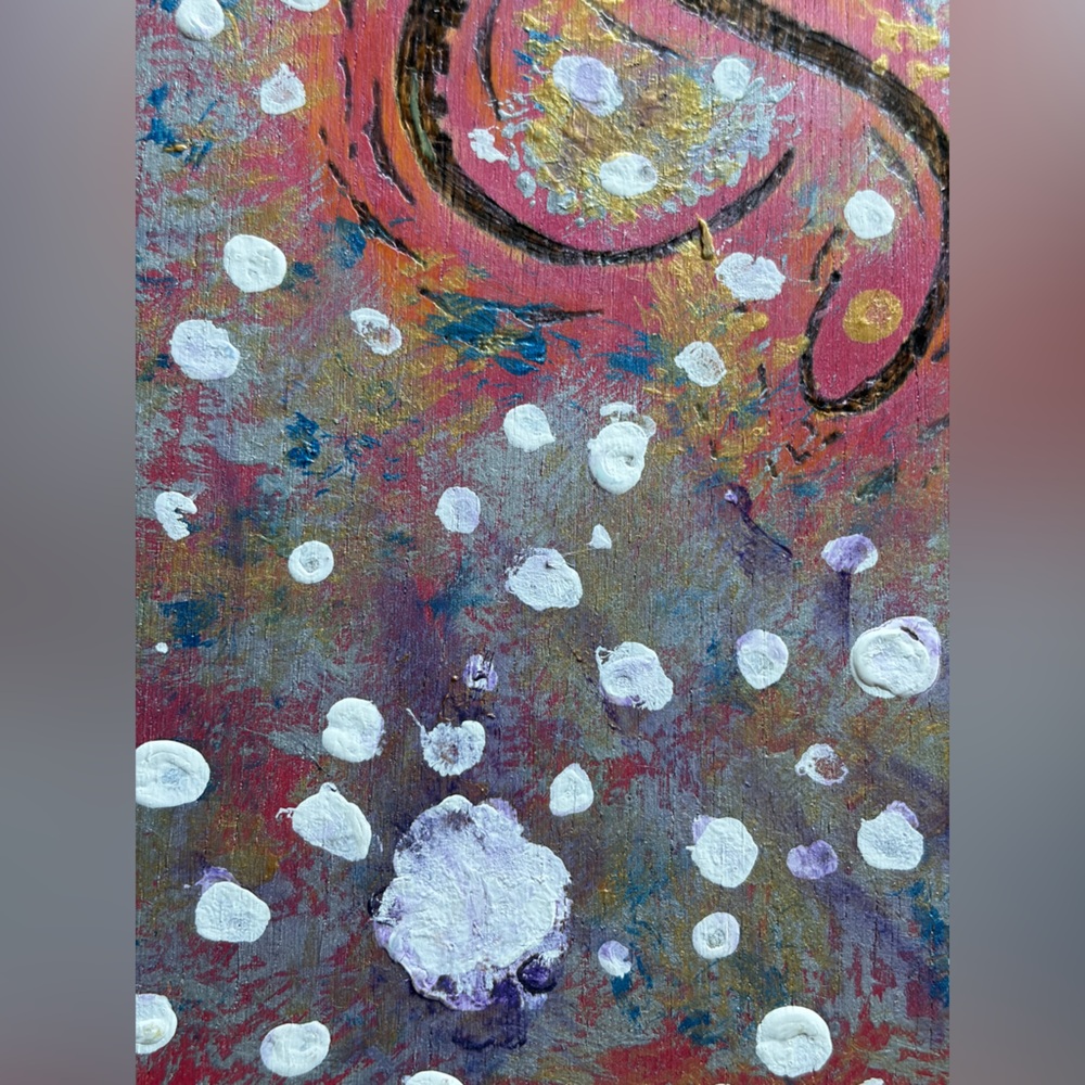 Octopus Tentacle Pyrography on Wood Panel Mixed Media Painting Wall Art 17X9 - Picture 10 of 16